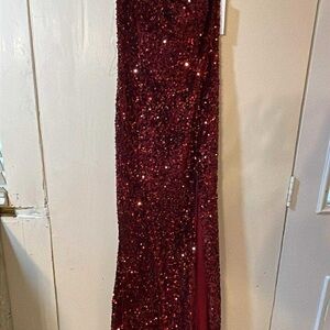 Elegant Burgundy Sequin Gown